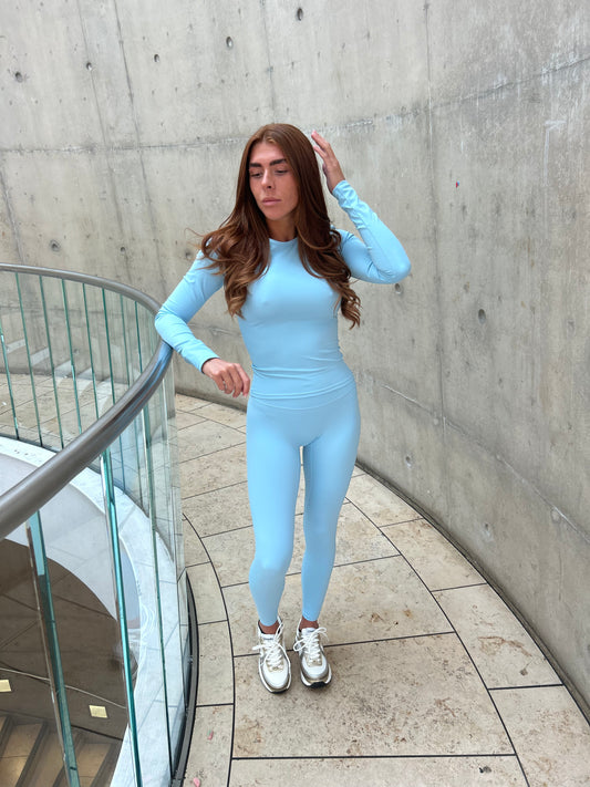 Powder Blue Sculpt Long Sleeve Co Ord