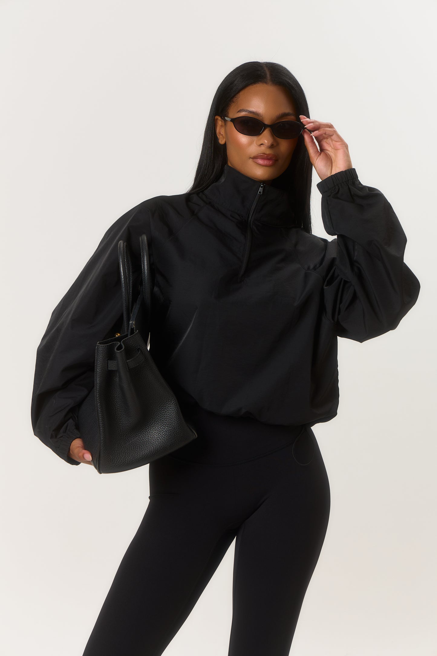 Quarter Zip Windbreaker - Black