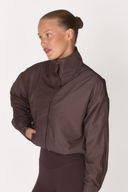 Coffee Bean Funnel Neck Windbreaker