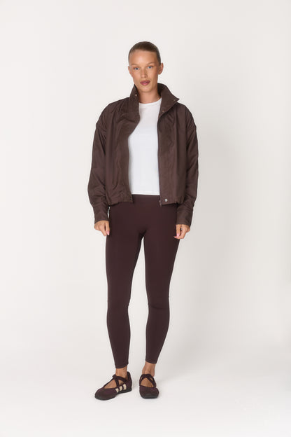 Coffee Bean Funnel Neck Windbreaker