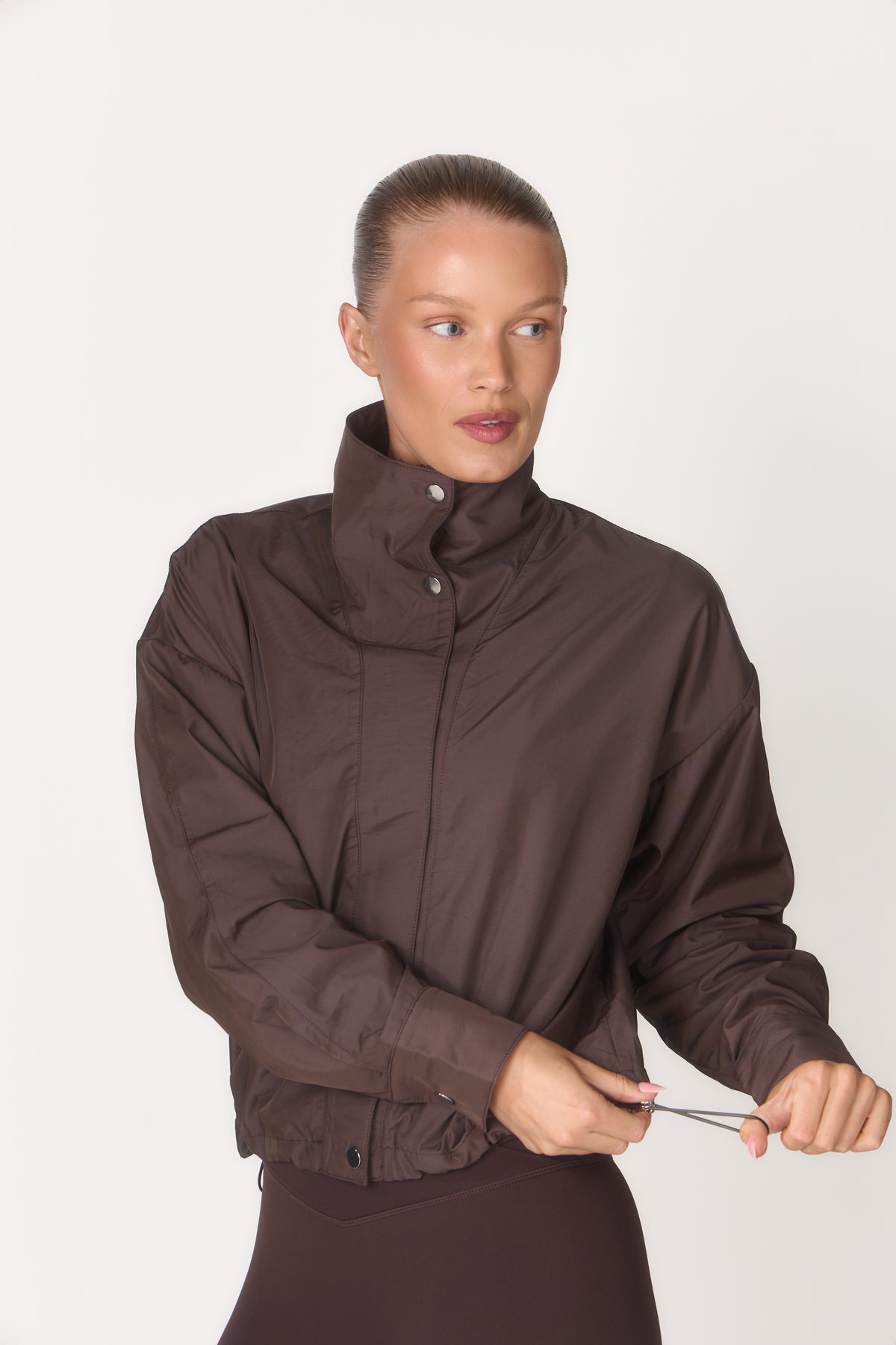 Coffee Bean Funnel Neck Windbreaker