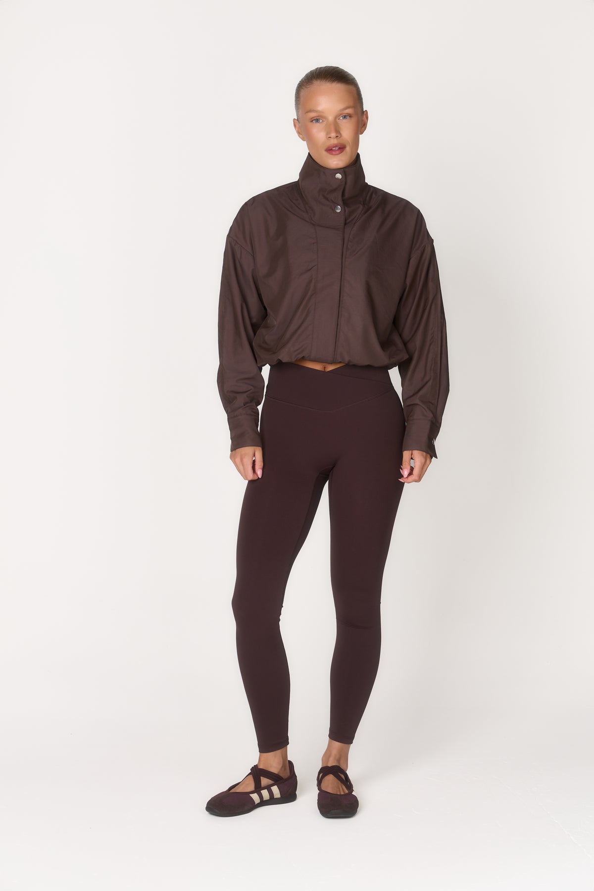Coffee Bean Funnel Neck Windbreaker