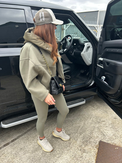 Hooded Bomber Jacket Khaki