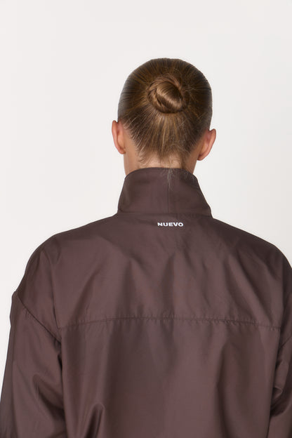 Coffee Bean Funnel Neck Windbreaker