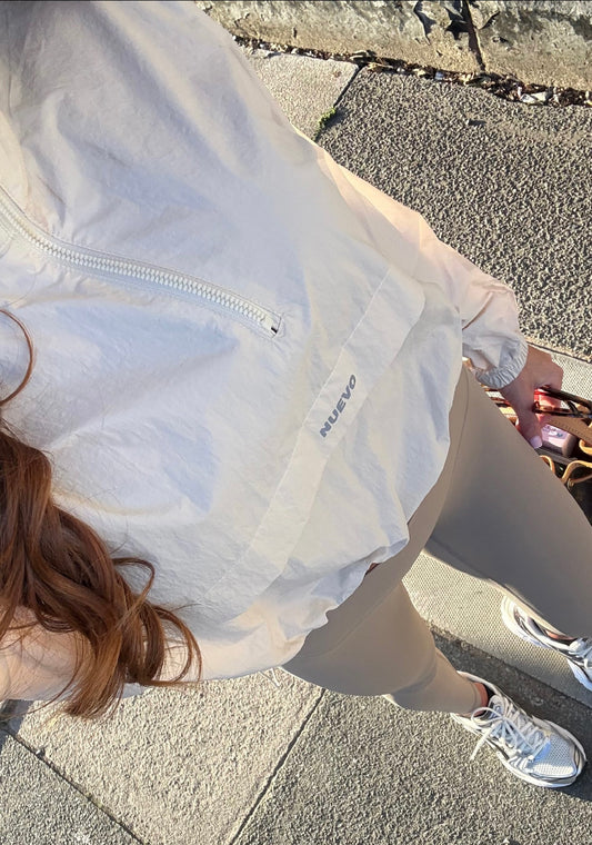 Beige Half-Zip Windbreaker