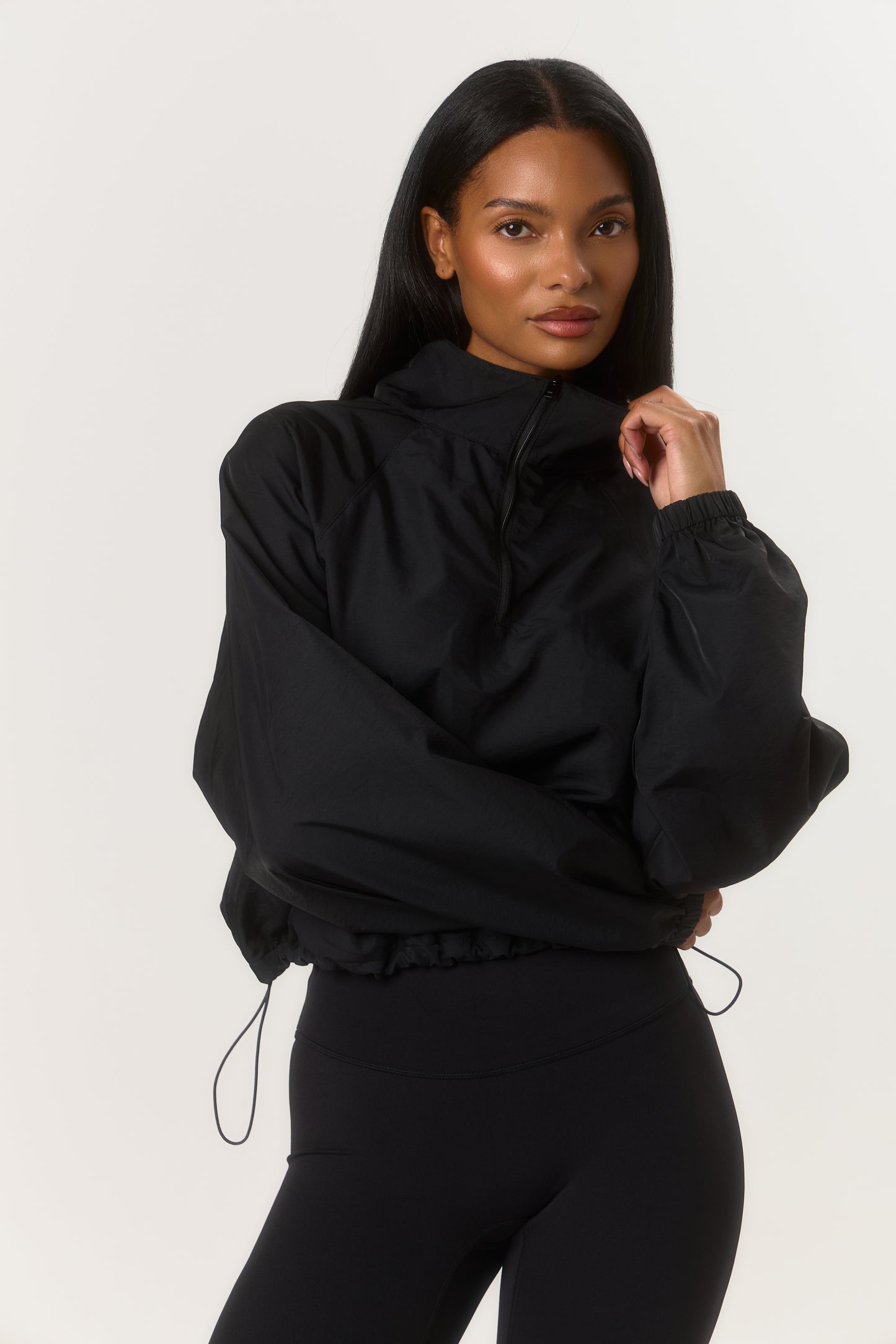 Quarter Zip Windbreaker - Black