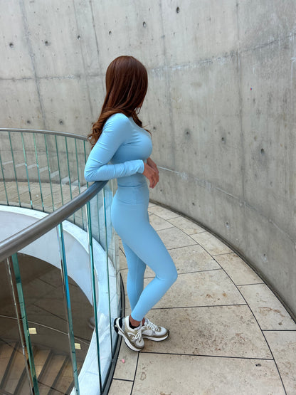 Powder Blue Sculpt Long Sleeve Co Ord