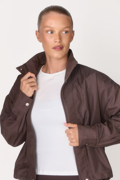 Coffee Bean Funnel Neck Windbreaker