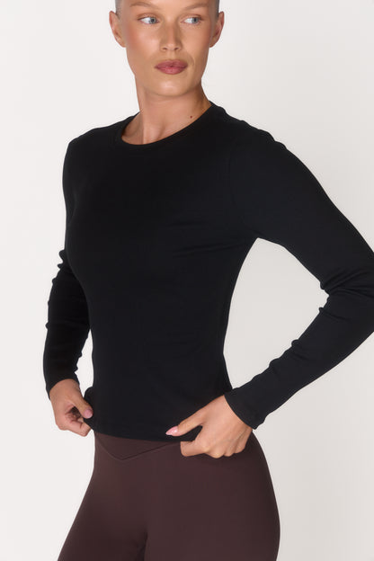 Soft Rib Everyday Long Sleeve - Black