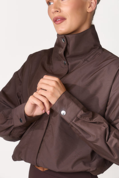 Coffee Bean Funnel Neck Windbreaker