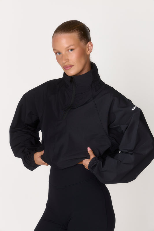 Quarter Zip Windbreaker - Black