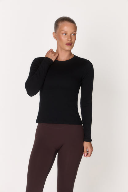 Soft Rib Everyday Long Sleeve - Black