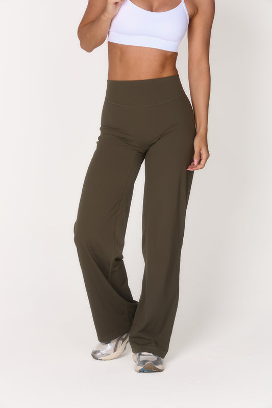 Studio Wide Leg Trouser - Olive Green