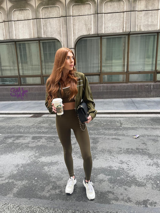 Athletic Contrast Two Piece - Army Green