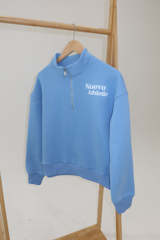 Athletic Half-Zip Sweatshirt - Seashell Blue