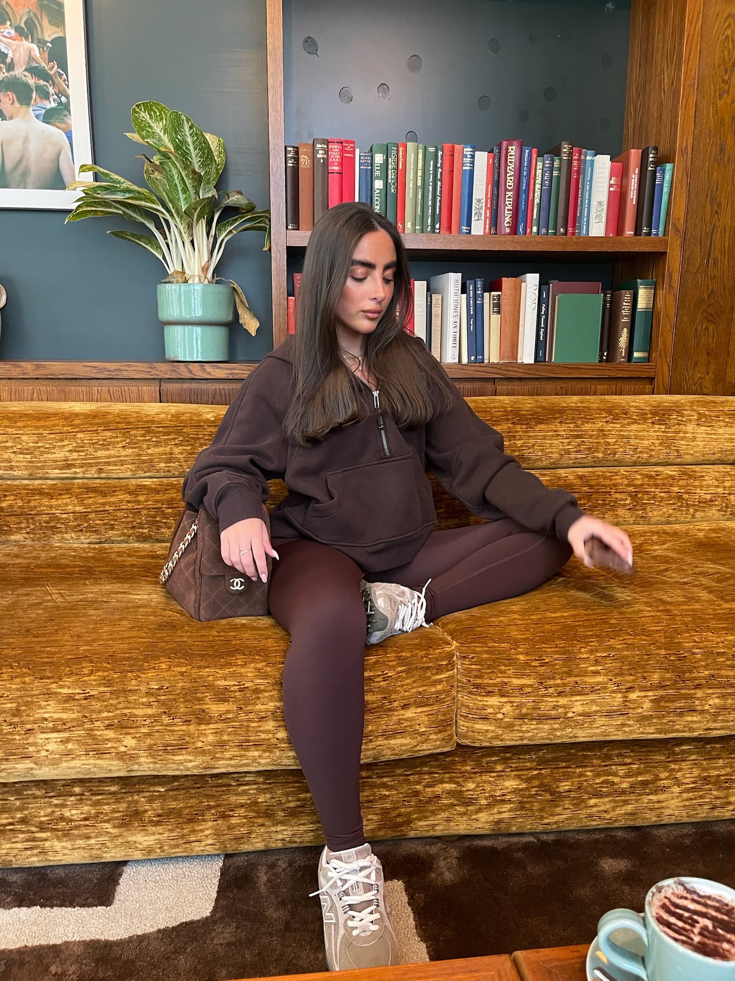 Chocolate Half Zip Scuba Jacket