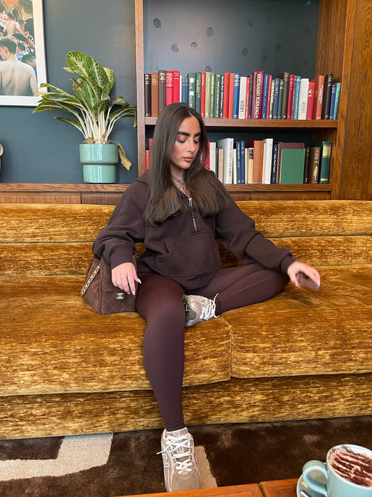Chocolate Half Zip Scuba Jacket