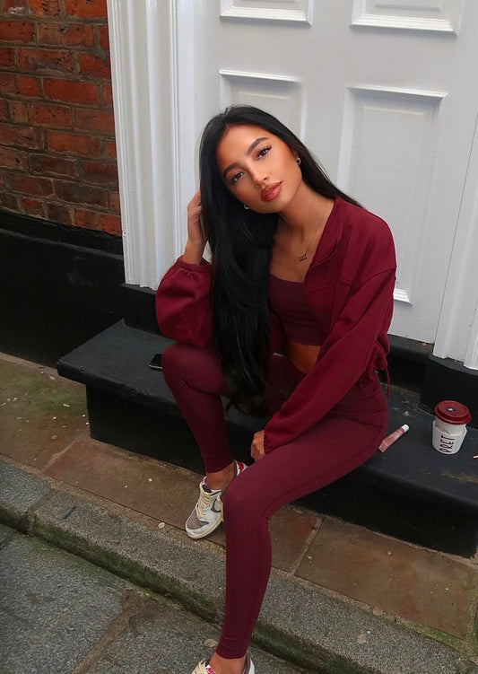BURGUNDY FLEECE & CO ORD