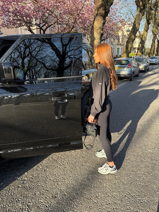 Black Half-Zip Windbreaker Jacket