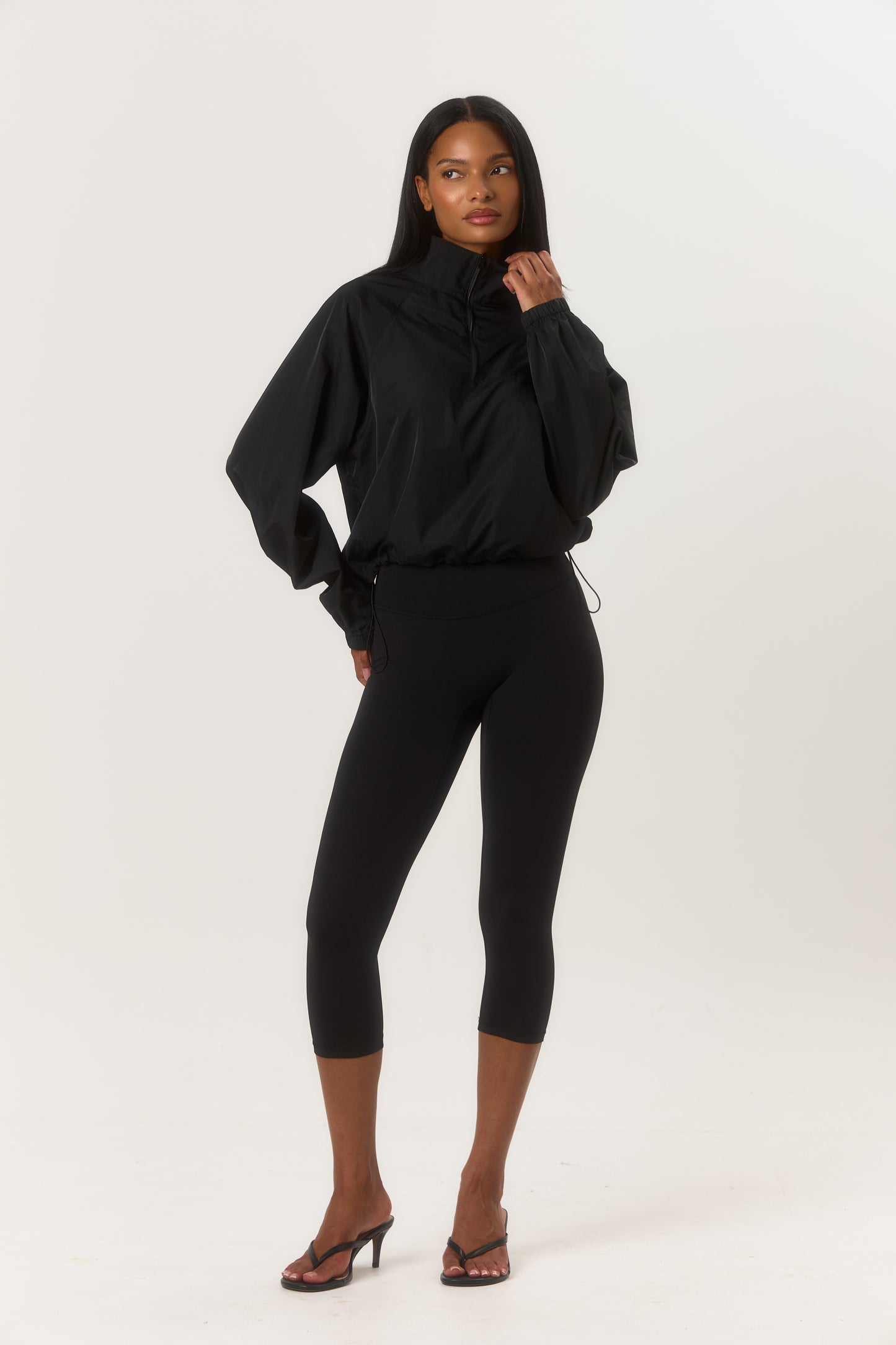 Quarter Zip Windbreaker - Black