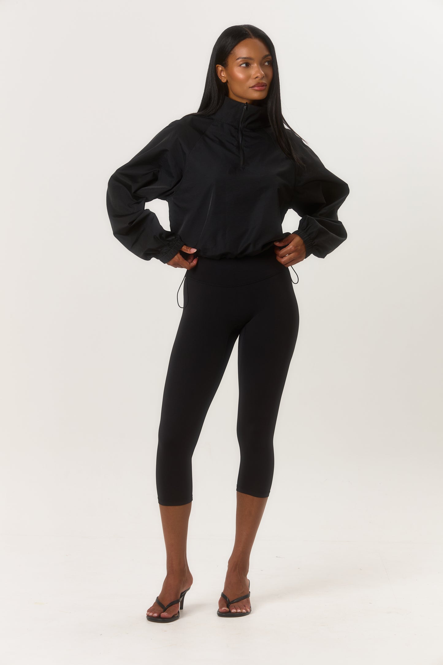 Quarter Zip Windbreaker - Black